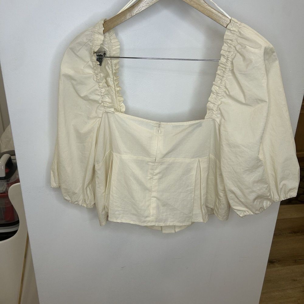 New!!PINKO Crop Top‎ Size 8 Ivory Color 100% Cotton - Picture 7 of 13